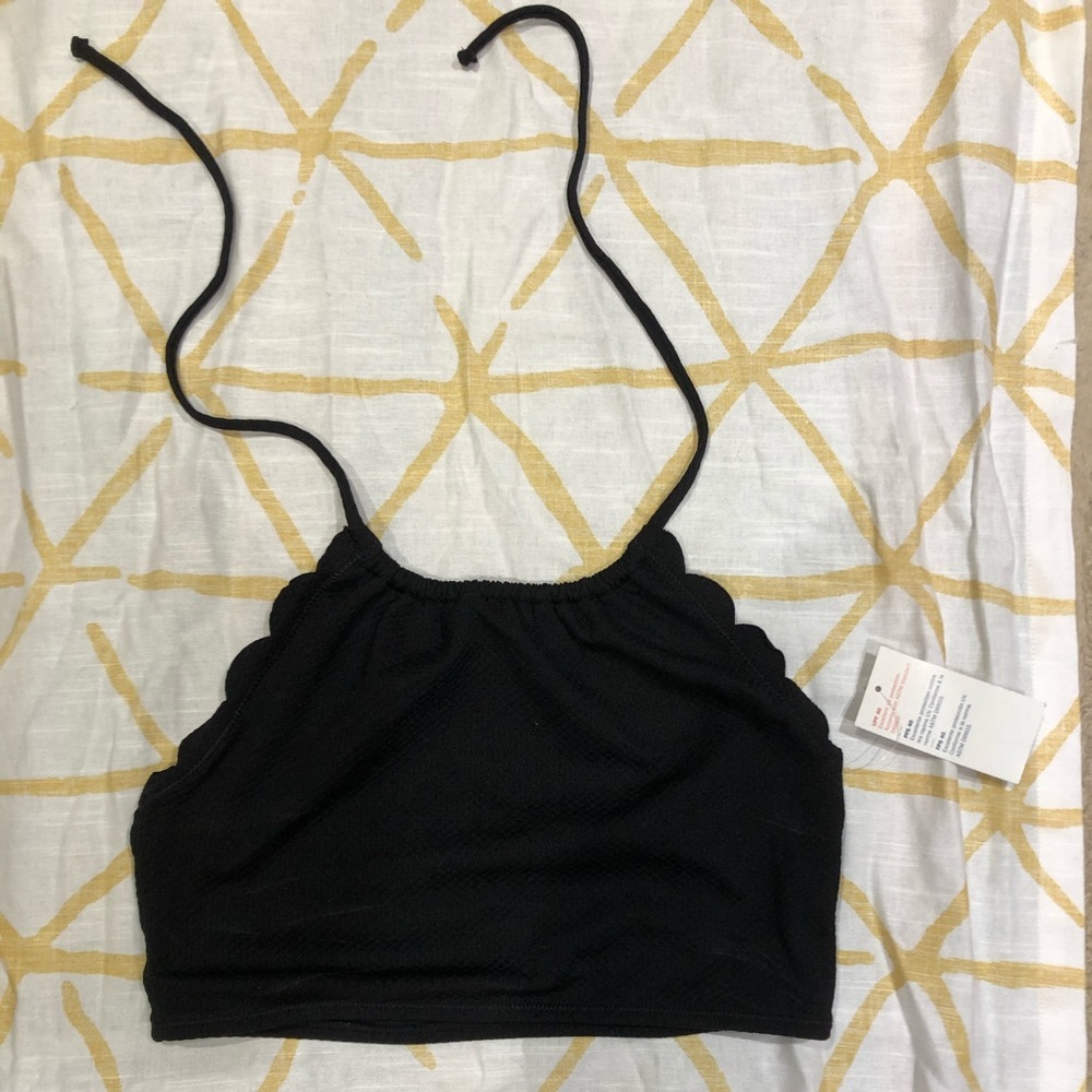 Scalloped halter bikini top